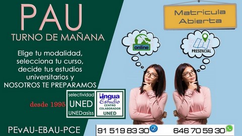 Curso PAU mañanas. ACADEMIA SELECTIVIDAD.